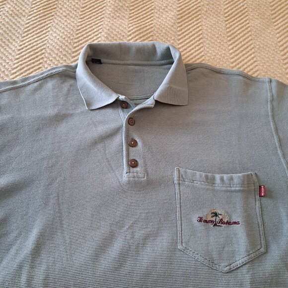 Vintage Tommy Bahama Logo Polo Shirt Textured Cotton Distressed Green Size XXL - Picture 8 of 12